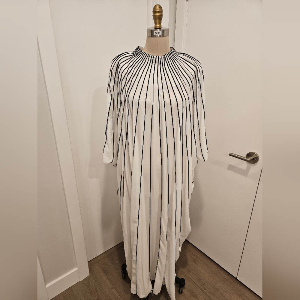 Black & White Batwing Mock Neck Maxi Dress